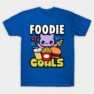 Cute Kawaii Original Foodie Cat Eating Junk Food Gift For Cat And Food Lovers T-Shirt